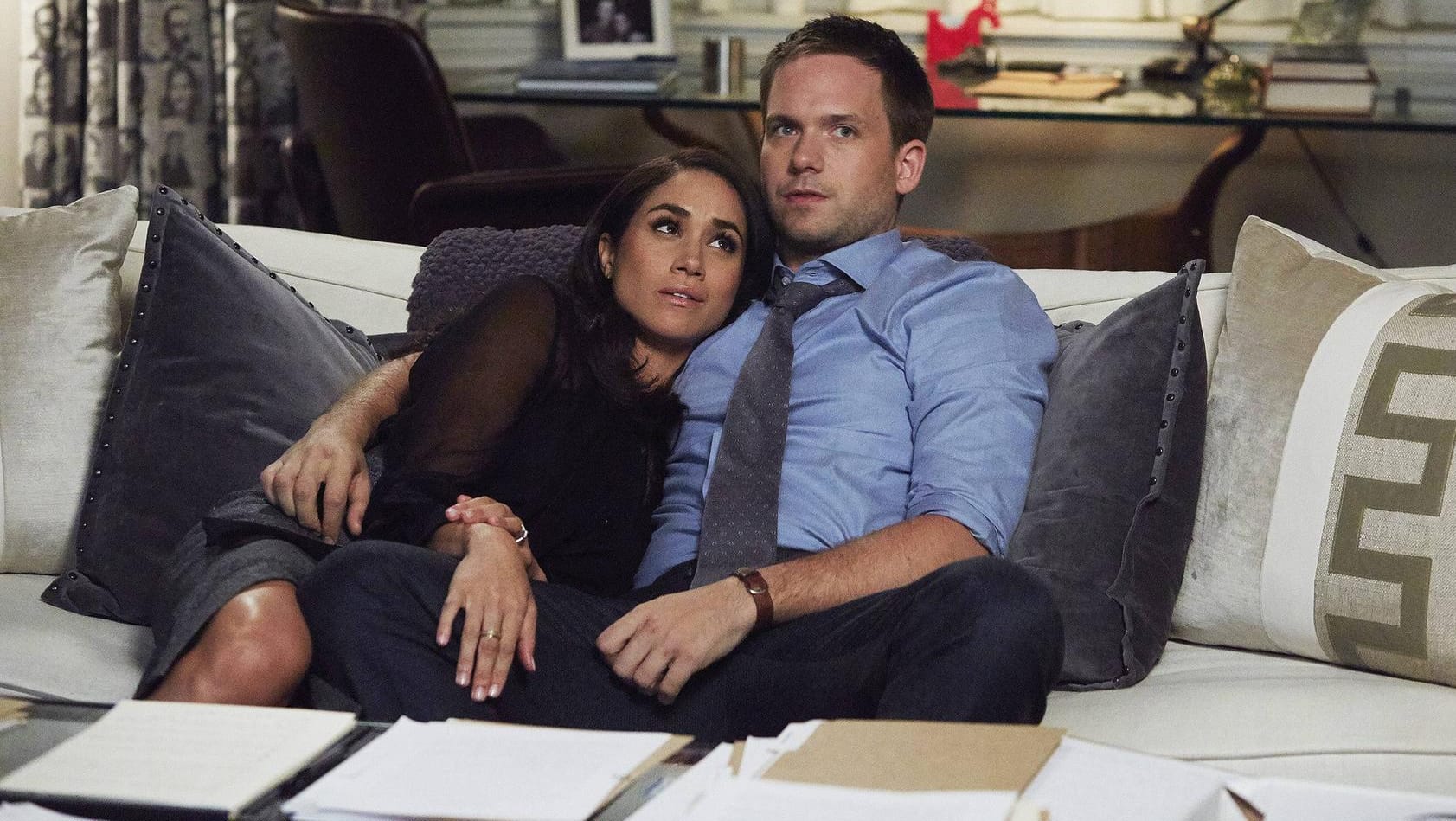 Herzogin Meghan und Patrick J. Adams: Die beiden spielten in sieben Staffeln von "Suits" Seite an Seite.