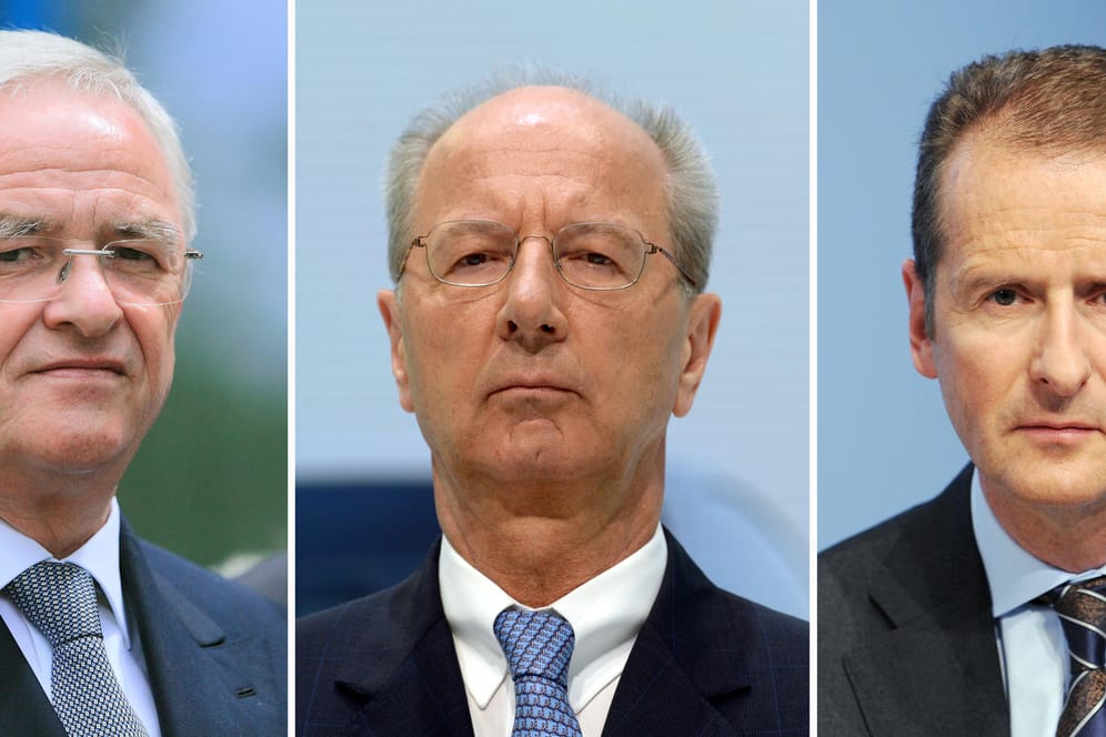 Martin Winterkorn, Hans Dieter Pötsch, Herbert Diess (v.l.): Die ehemalige und aktuelle VW-Führungsriege wird von der Staatsanwaltschaft Braunschweig angeklagt.