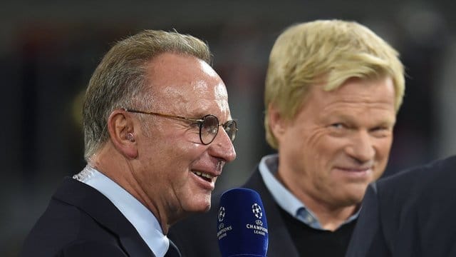 Bayern-Boss Karl-Heinz Rummenigge (l) und sein designierter Nachfolger Oliver Kahn. Bayern-Boss Karl-Heinz Rummenigge (l) und sein designierter Nachfolger Oliver Kahn.