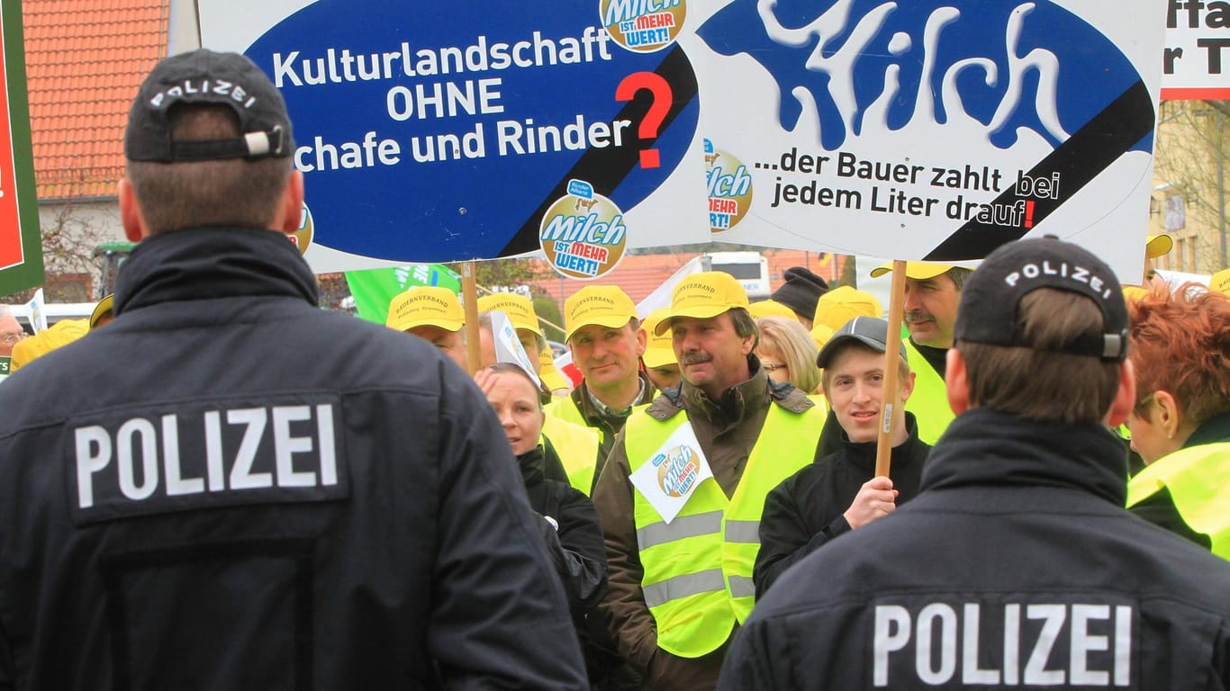 Landwirte demonstrierten bei einer früheren Agrarministerkonferenz: Auch in Mainz sind Proteste angekündigt.