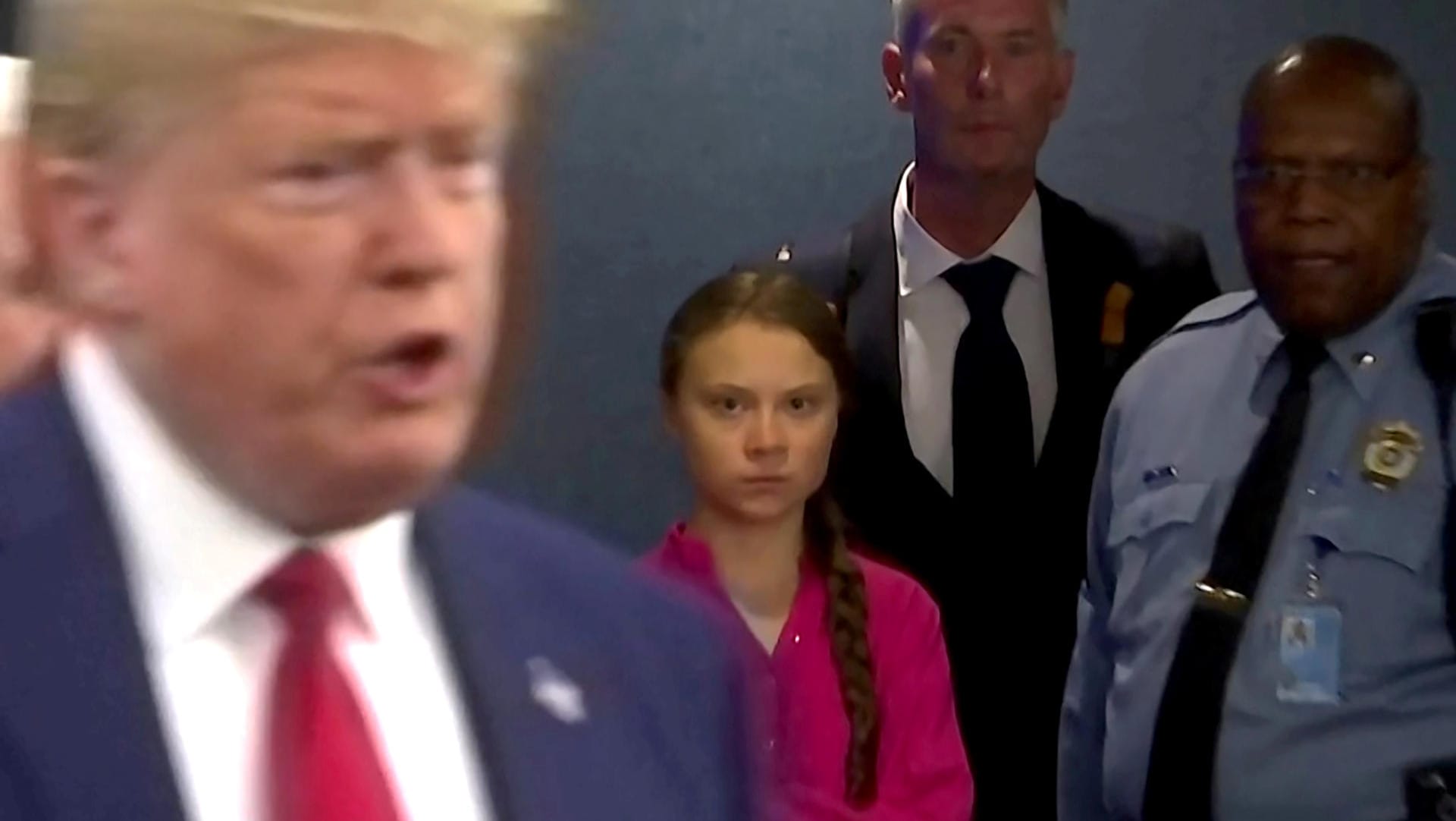 Widersacher ganz nah: US-Präsident Donald Trump (l.) und Klimaaktivistin Greta Thunberg beim UN-Klimagipfel in New York am Montag.