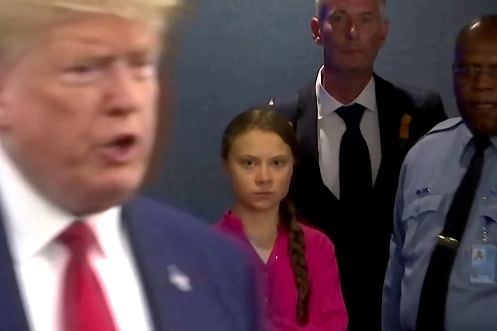 Widersacher ganz nah: US-Präsident Donald Trump (l.) und Klimaaktivistin Greta Thunberg beim UN-Klimagipfel in New York am Montag.