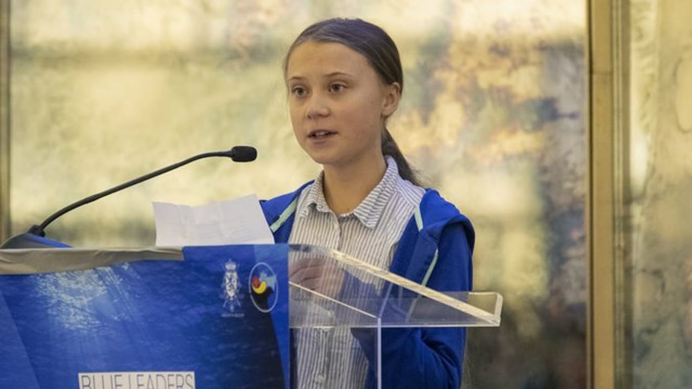 Greta Thunberg spricht in New York: Die 16-Jährige wird in diesem Jahr neben drei weiteren Preisträgern mit dem Alternativen Nobelpreis ausgezeichnet.