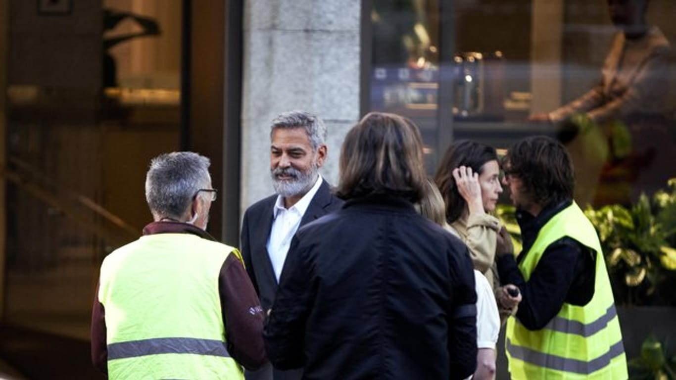 George Clooney am Rande von Dreharbeiten in Madrid.