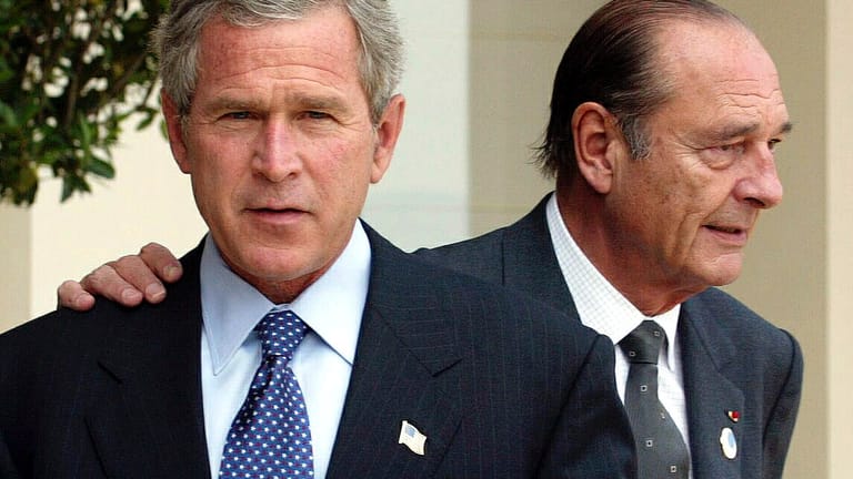 In der Irakfrage uneins: Präsident Chirac mit seinem US-Kollegen George W. Bush.