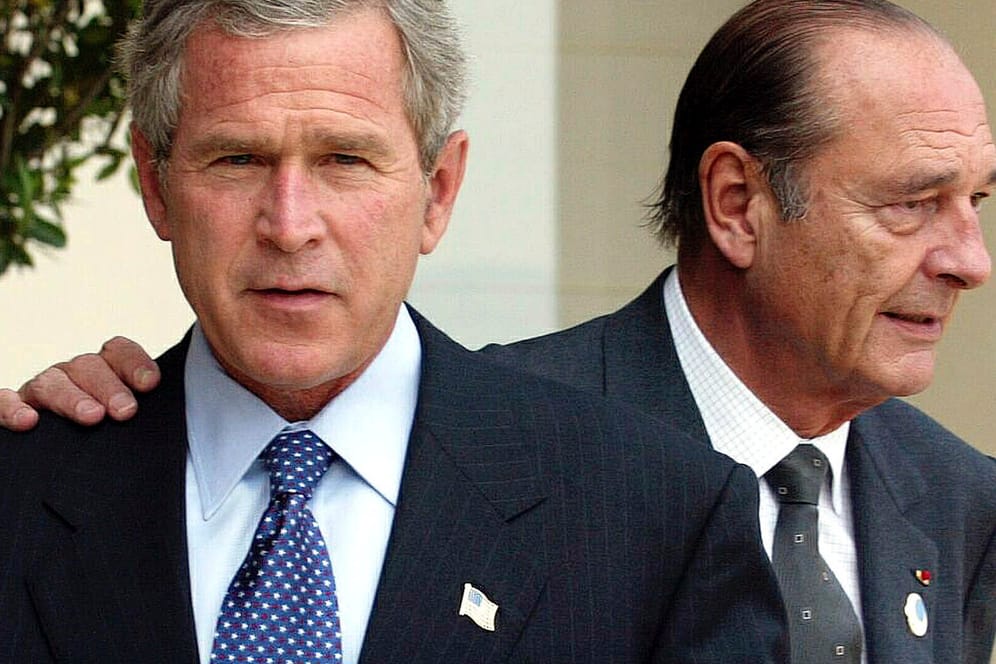 In der Irakfrage uneins: Präsident Chirac mit seinem US-Kollegen George W. Bush.