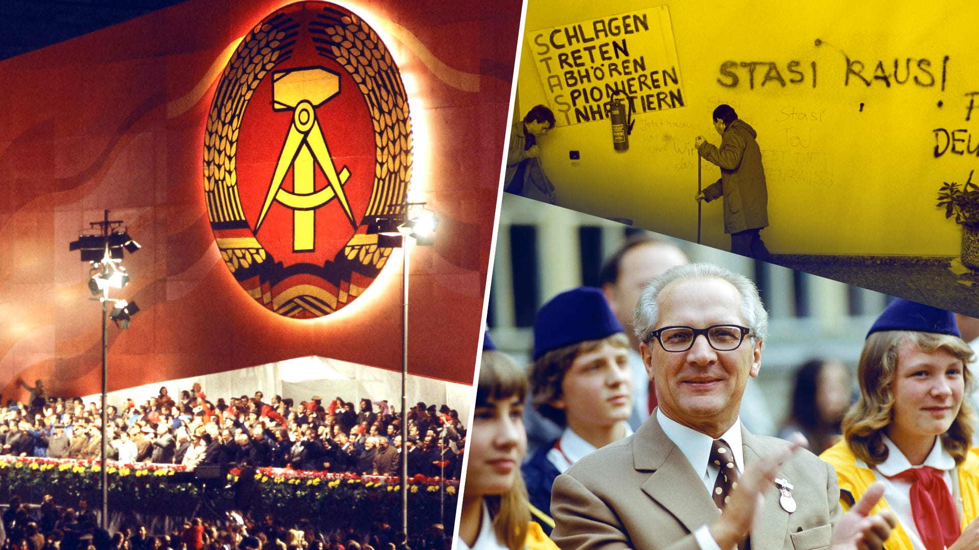 Hammer und Zirkel, Staatswappen der DDR: Etwas mehr als 40 Jahre existierte der Arbeiter- und Bauernstaat.