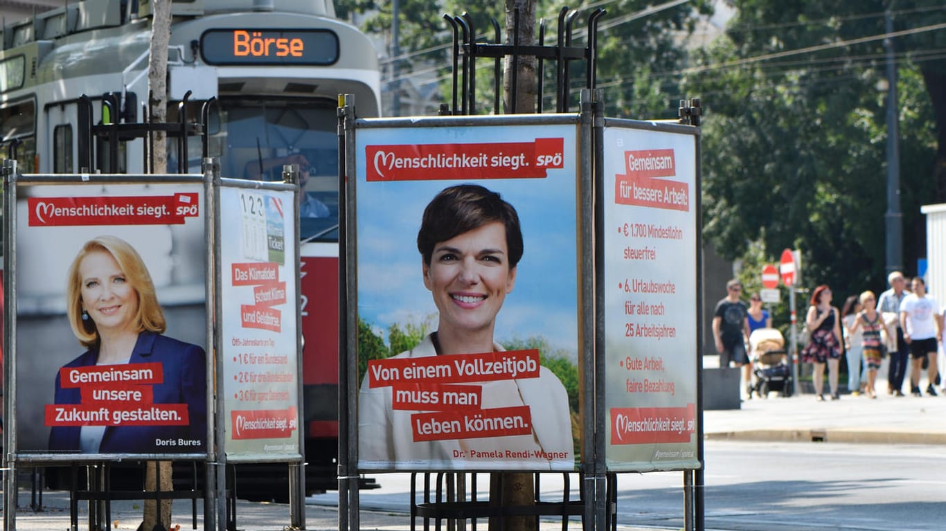 SPÖ-Wahlplakate in Wien: Pamela Rendi-Wagner ist die erste Parteivorsitzende der SPÖ und auch Spitzenkandidatin der Partei für die Nationalratswahl 2019.