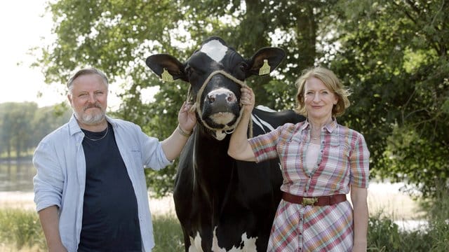 Dagmar Manzel und Axel Prahl bei den Dreharbeiten.