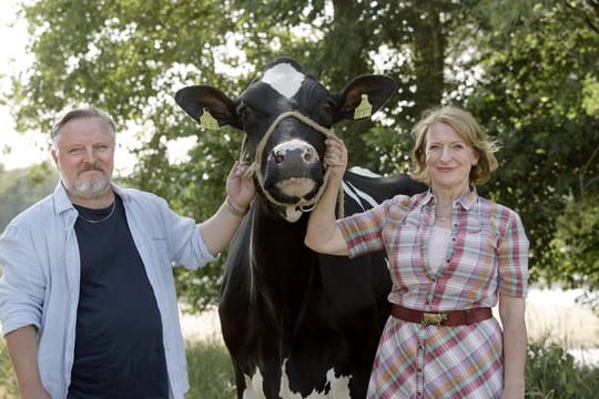 Dagmar Manzel und Axel Prahl bei den Dreharbeiten.