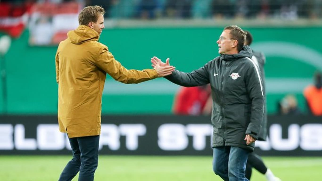 Ralf Rangnick (r) lobte Julian Nagelsmann (l) als das "größte deutsche Trainertalent".