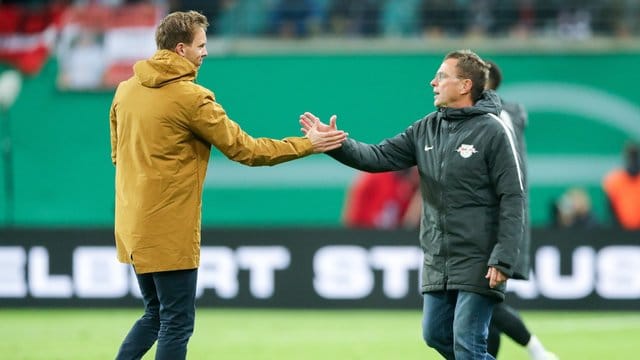 Ralf Rangnick (r) lobte Julian Nagelsmann (l) als das "größte deutsche Trainertalent". Ralf Rangnick (r) lobte Julian Nagelsmann (l) als das "größte deutsche Trainertalent".