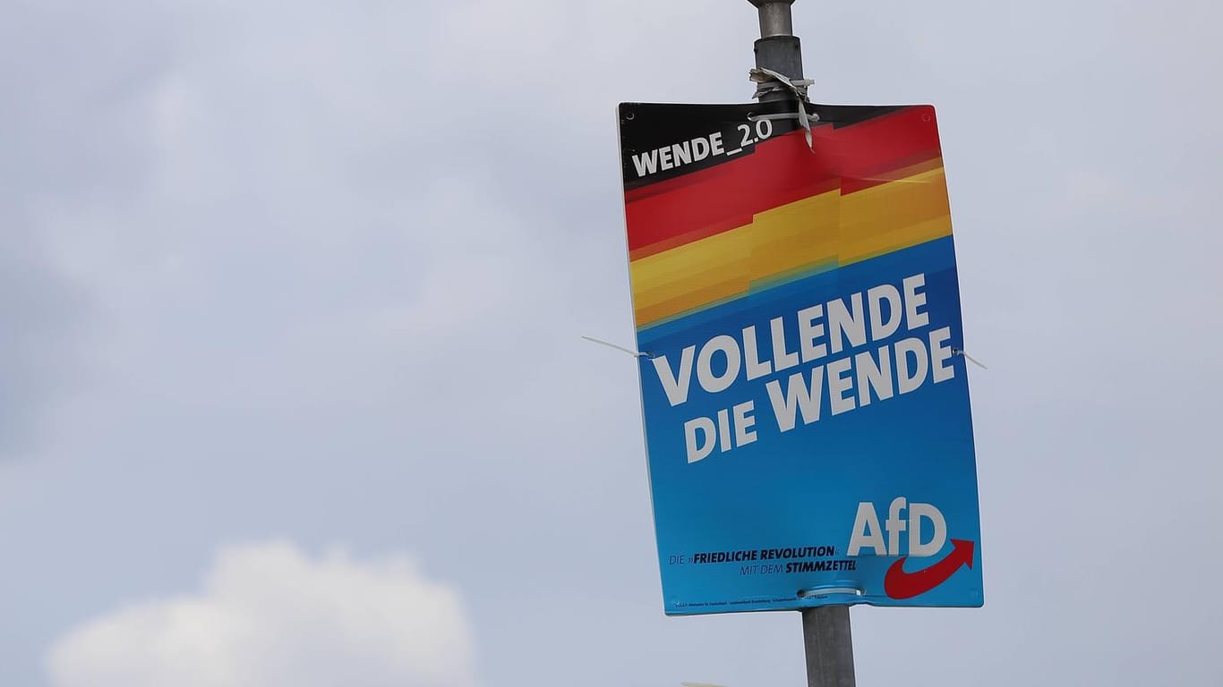 Wahlplakat der AfD mit der Aufschrift "Vollende die Wende" für die Landtagswahl in Brandenburg: Als "anmaßend" bezeichnet Stefan Wolle den Versuch der AfD, die Wende für sich zu reklamieren.