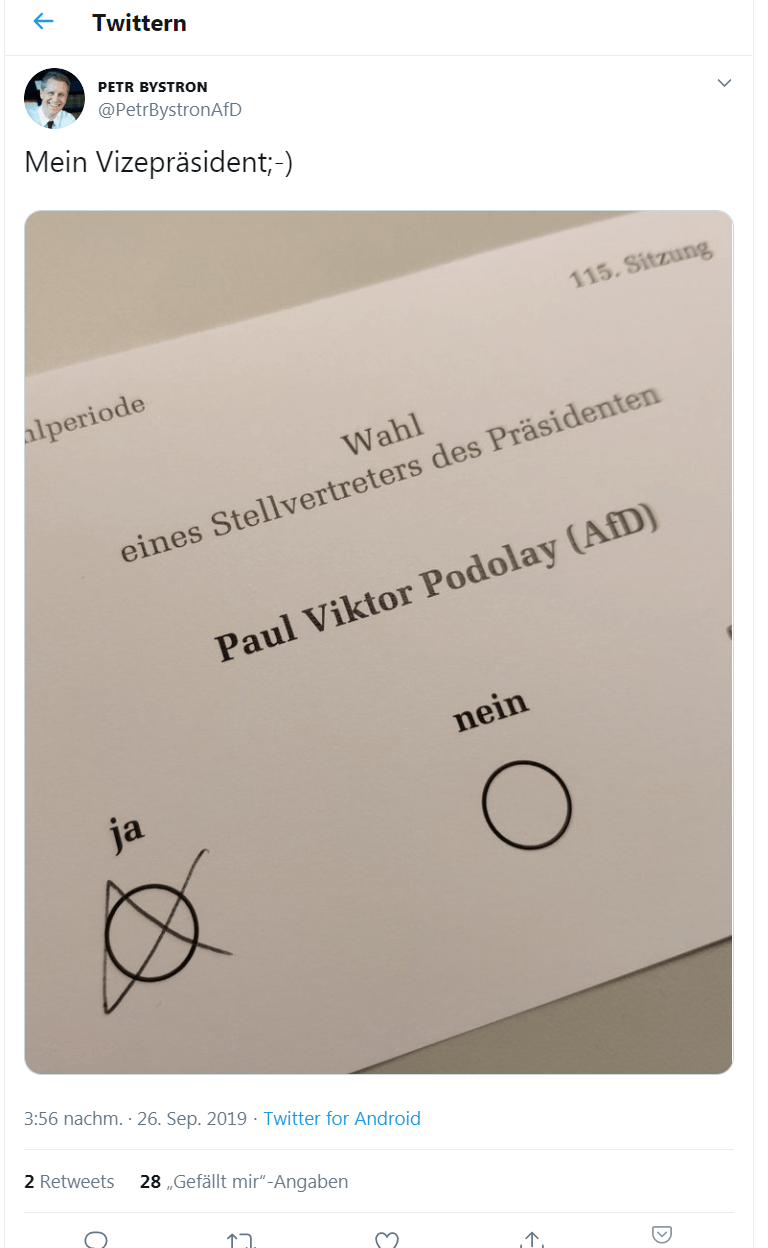 Foto eines Wahlzettels: Der Abgeordnete Bystron musste dafür schon einmal eine Strafe zahlen.