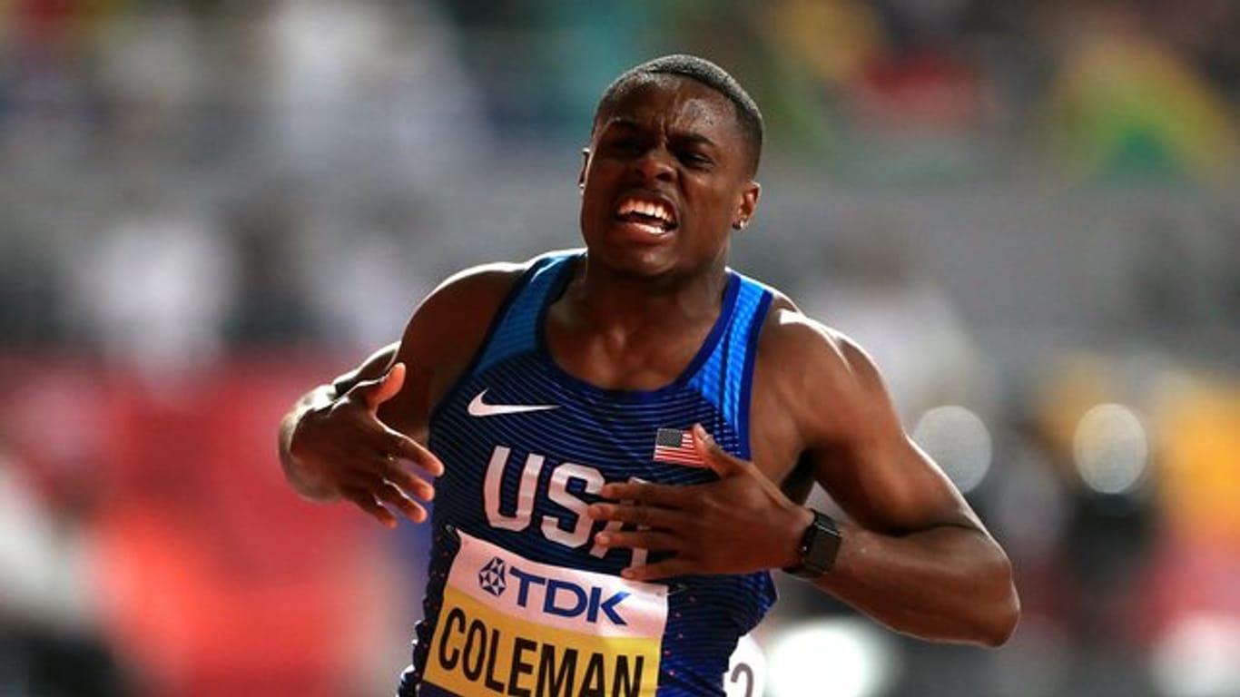 US-Sprinter Christian Coleman jubelt nach seinem Sieg.
