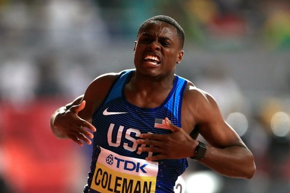 US-Sprinter Christian Coleman jubelt nach seinem Sieg.