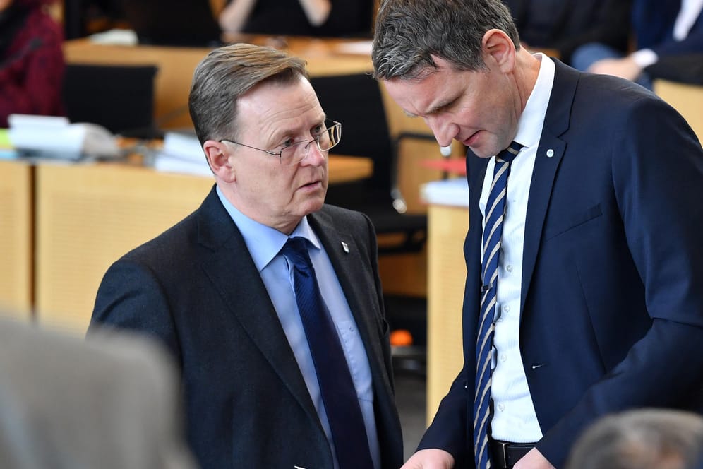 Bodo Ramelow (links, Die Linke) und Björn Höcke (AfD): Ramelow will auch nach der Wahl Ministerpräsident bleiben – Höcke könnte Oppositionsführer werden.
