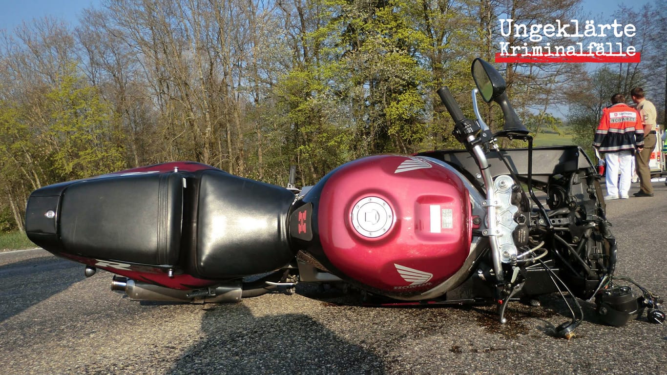 Das Motorrad von Josef Deniffel: Er verunglückte wegen einer vorsätzlich gelegten Öllache.