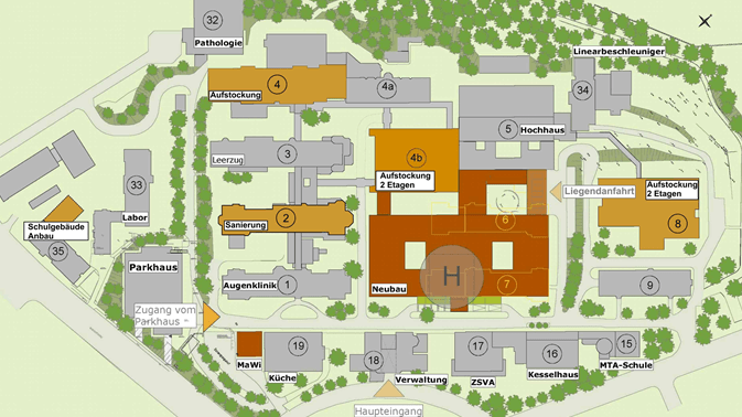 Skizze der neuen, umgebauten Anlage des Helios Klinikums: Mehr als Hundert Millionen Euro werden hier investiert.