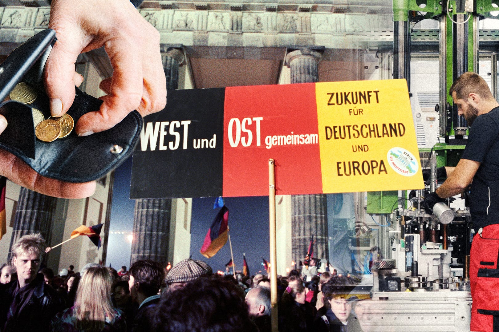 Am 3. Oktober 1990 vereinigte sich Deutschland: Fast 30 Jahre später gibt es noch deutliche soziale Unterschiede zwischen Ost und West (Collage).