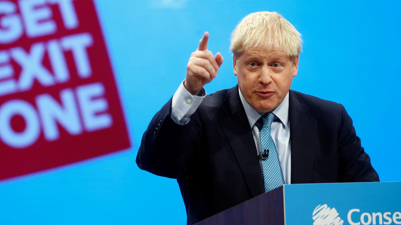 Boris Johnson beim Parteitag der britischen Konservativen in Manchester: Seine Rede war mit großer Spannung erwartet worden.