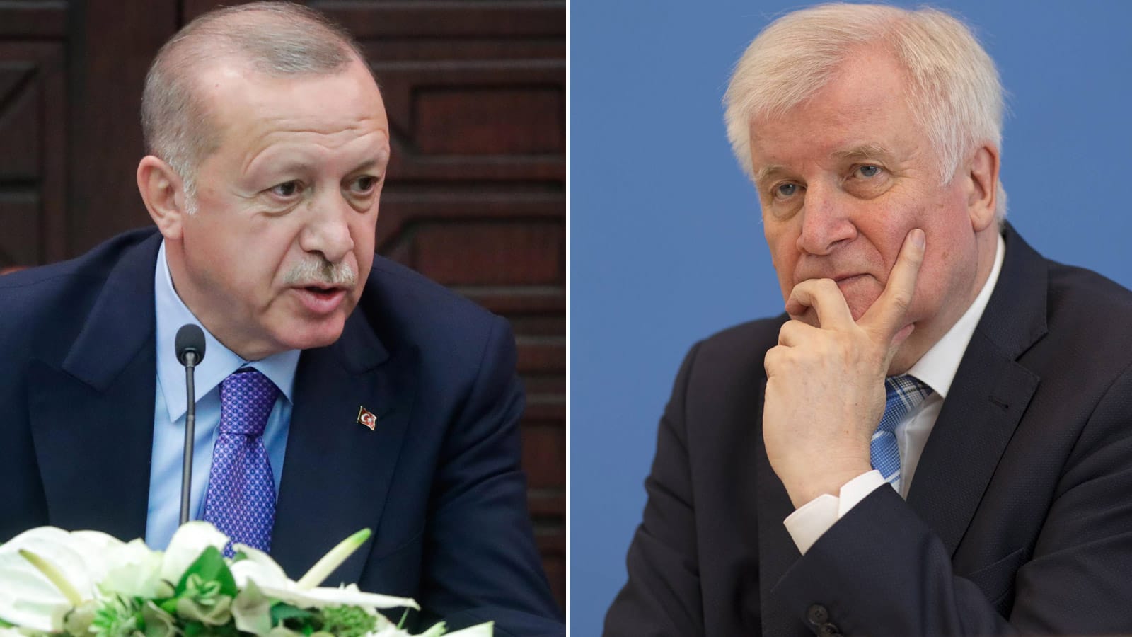 Der türkische Präsident Recep Tayyip Erdogan und Horst Seehofer: Der deutsche Innenminister reist nach Ankara und redet mit Vertretern der türkischen Regierung über die Flüchtlingspolitik. Der türkische Präsident Recep Tayyip Erdogan und Horst Seehofer: Der deutsche Innenminister reist nach Ankara und redet mit Vertretern der türkischen Regierung über die Flüchtlingspolitik.
