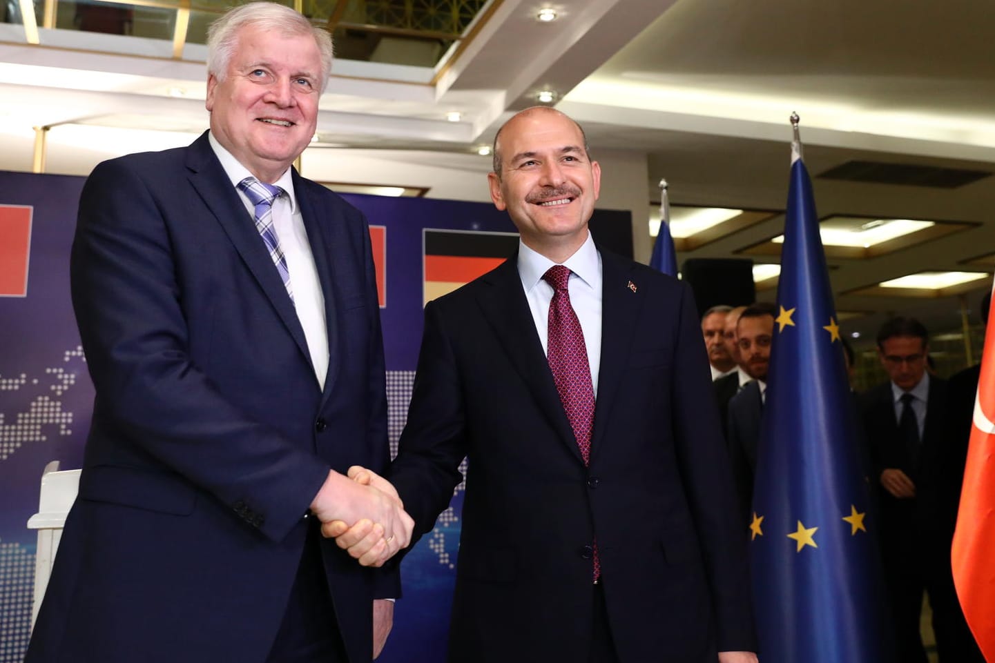 Horst Seehofer und Suleyman Soylu, die Innenminister Deutschlands und der Türkei in Ankara: "Ohne die Solidarität der Türkei wäre das Migrationsproblem nicht bewältigt worden."