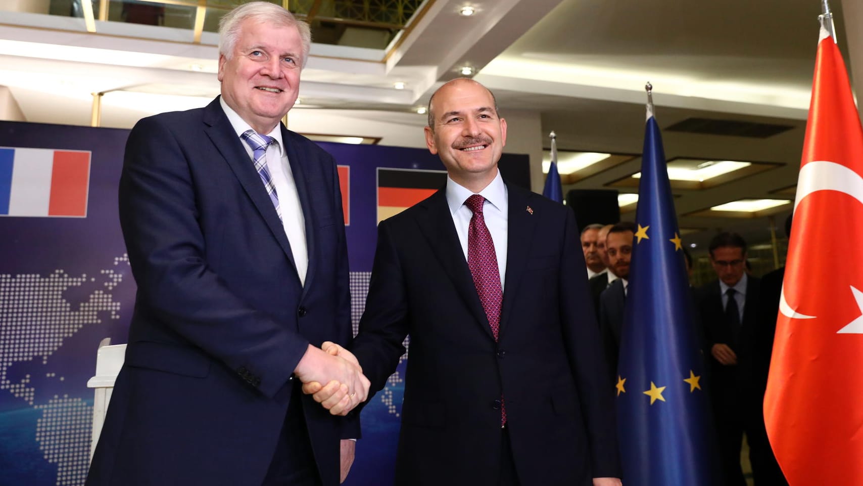 Horst Seehofer und Suleyman Soylu, die Innenminister Deutschlands und der Türkei in Ankara: "Ohne die Solidarität der Türkei wäre das Migrationsproblem nicht bewältigt worden."