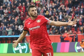 Hat 2019 bislang 25 Scorerpunkte gesammelt: Der Leverkusener Torschütze Kevin Volland jubelt.