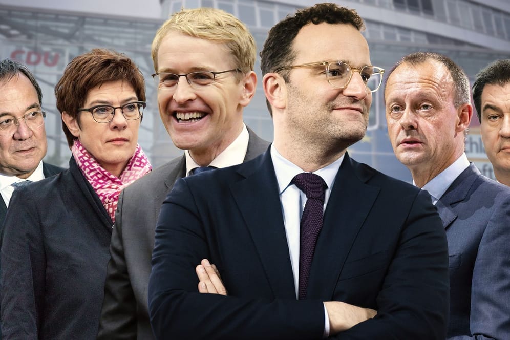 Unionspolitiker Laschet, Kramp-Karrenbauer, Günther, Spahn, Merz, Söder.