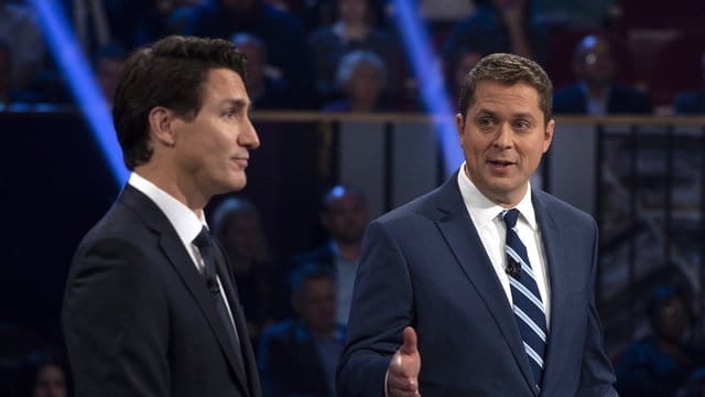 Premierminister Justin Trudeau (l) zusammen mit dem Vorsitzenden der Konservativen, Andrew Scheer. Premierminister Justin Trudeau (l) zusammen mit dem Vorsitzenden der Konservativen, Andrew Scheer.