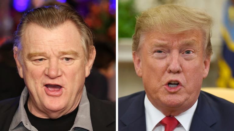 Brendan Gleeson (l.) und Donald Trump (r.): Der Schauspieler soll in einer TV-Miniserie den US-Präsidenten spielen.
