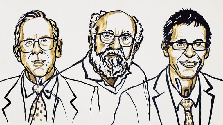 Porträts der drei Forscher: James Peebles, Michel Mayor und Didier Queloz erhalten den Physik-Nobelpreis.
