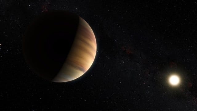 Die künstlerische Darstellung zeigt den Exoplaneten 51 Pegasi b, der einen Stern etwa 50 Lichtjahre von der Erde im nördlichen Sternbild Pegasus umkreist.