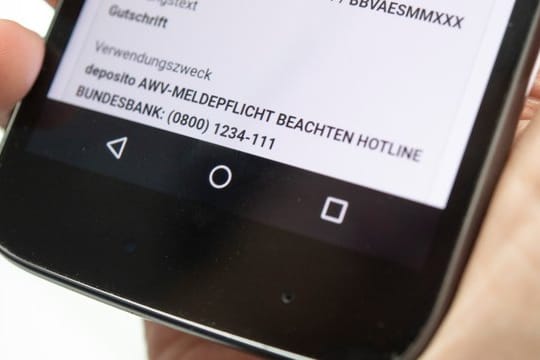 Hinweis auf die AMW-Meldepflicht im Verwendungszweck einer Überweisung: Bei hohen Geldtransfers aus dem Ausland oder ins Ausland müssen Kontoinhaber aktiv werden.