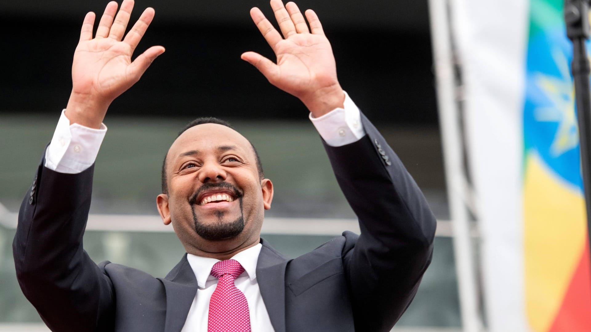 Äthiopiens Premierminister Abiy Ahmed vor einem Jahr in der Commerzbank-Arena in Frankfurt am Main: Dort sprach er vor 20.000 Exilanten zum Friedensprozess.