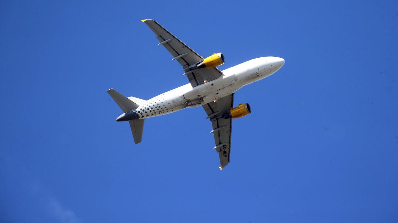 Flugzeug im Himmel: Damit Fernreisen mit der Bahn günstiger werden können, sollen Preise für Flugtickets erhöht werden. (Symbolbild)