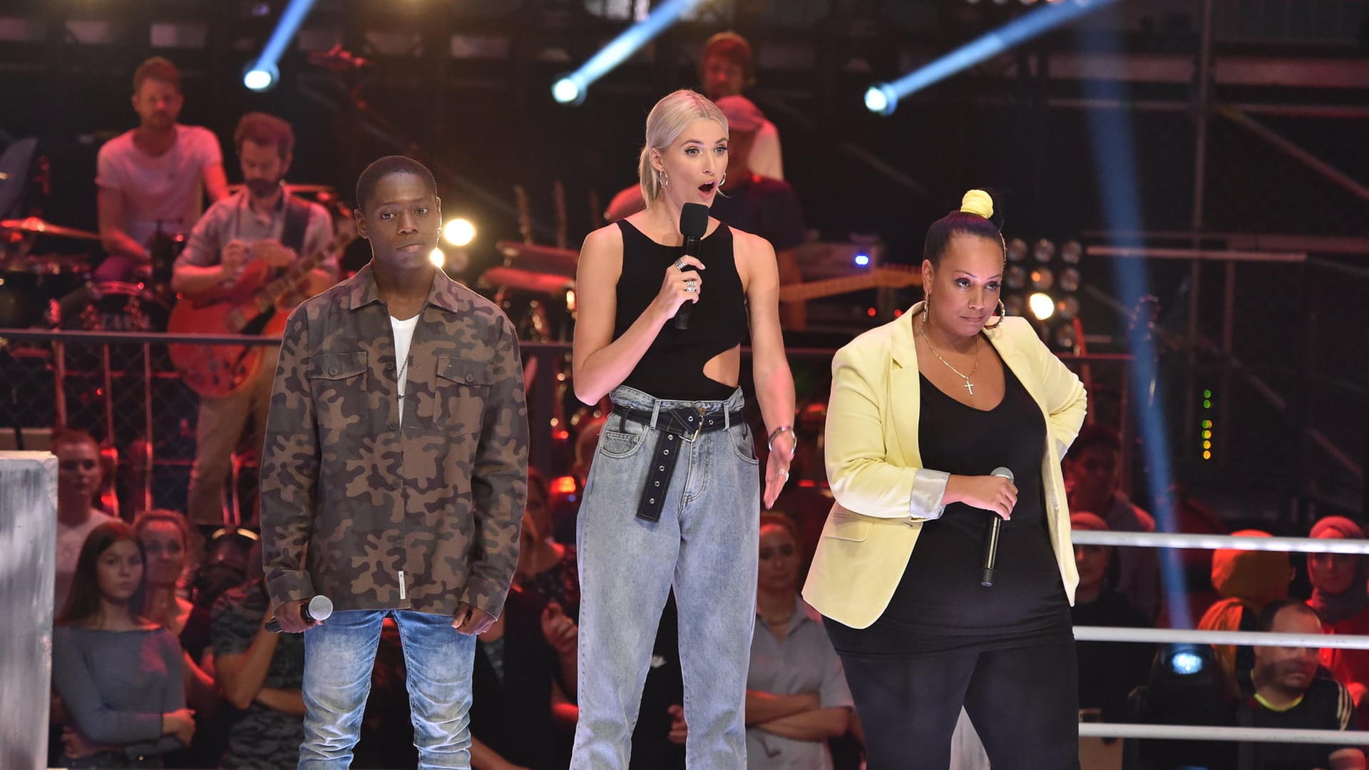 Tyrone, Lena Gercke und Janet (v.l.n.r.): Bei den Battles konnten die Kandidaten von Team Sido nicht punkten.