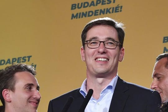Gergely Karacsony, der siegreiche Kandidat der Opposition, nach der Bürgermeisterwahl in Budapest.