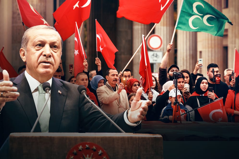 Erdogan und eine Demonstration für seine Politik in Berlin: Der türkische Präsident kann sich der Zustimmung der türkischen Gemeinde in Deutschland sicher sein.