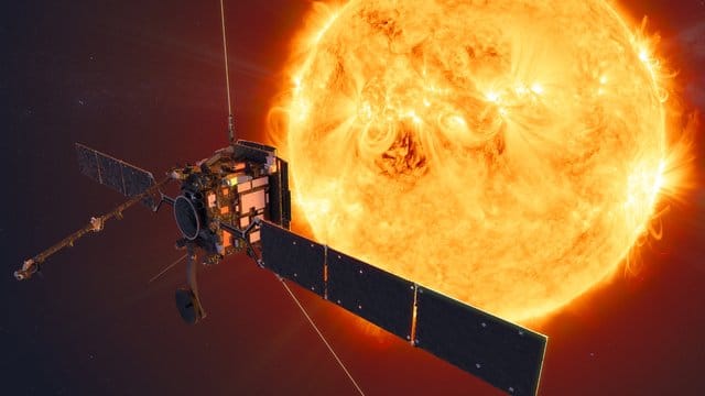 Die Computerzeichnung zeigt den Solar Orbiter, der die Sonne erforschen soll. Die Computerzeichnung zeigt den Solar Orbiter, der die Sonne erforschen soll.