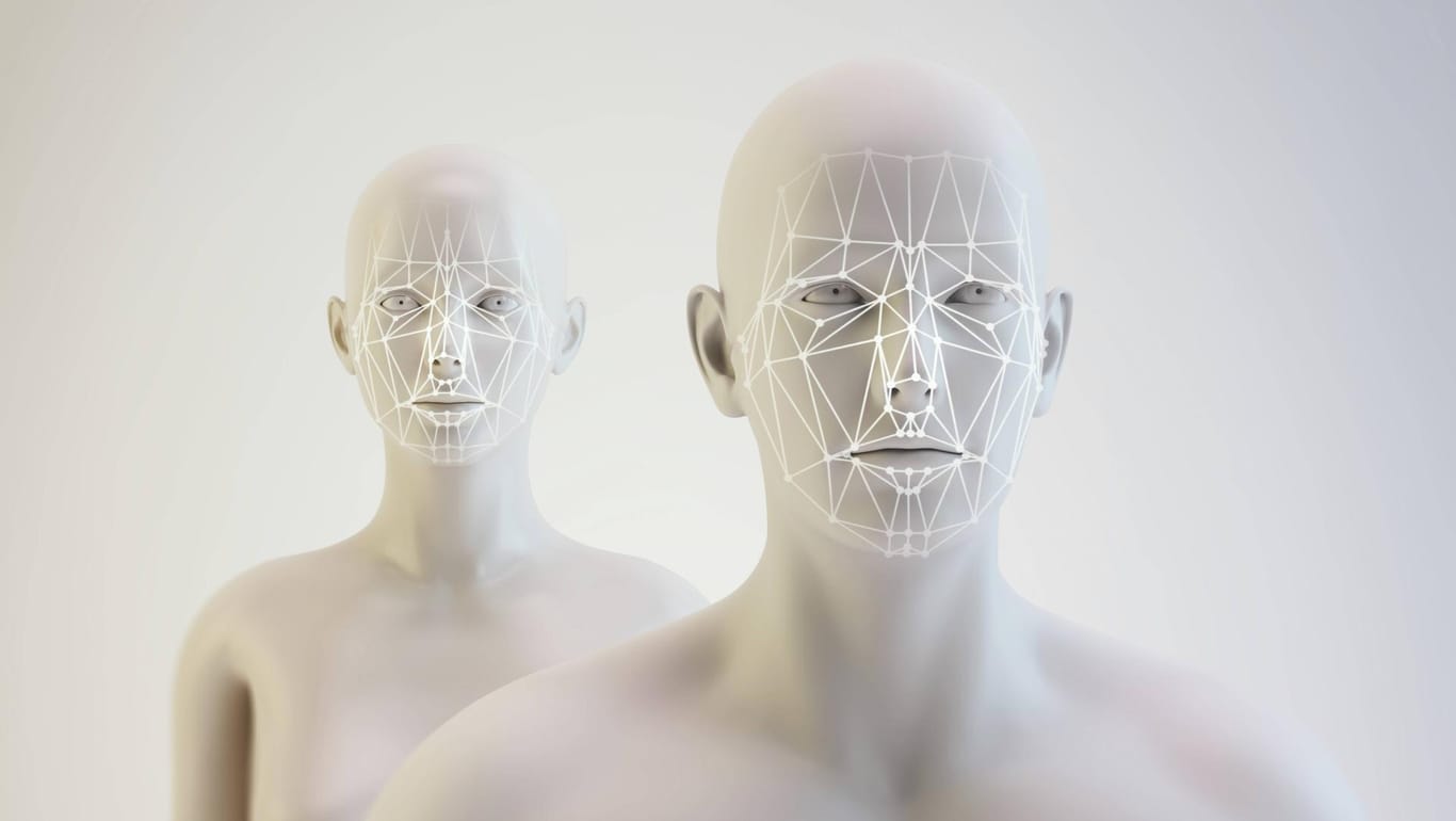 Androids and facial mapping illustration Androids and facial mapping illustration PUBLICATIONxINx