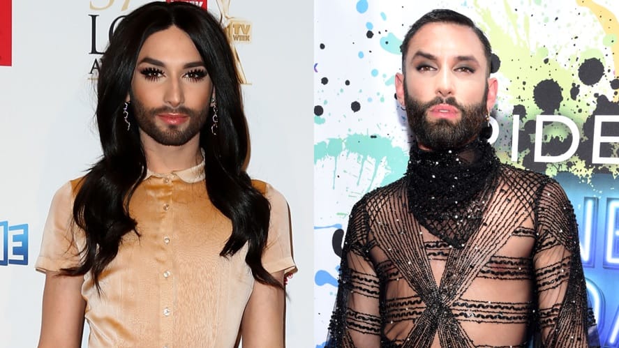 Tom Neuwirth in seinen Rollen: Links verkörpert er Conchita Wurst, rechts zeigt er sein neues Image alias "Wurst":