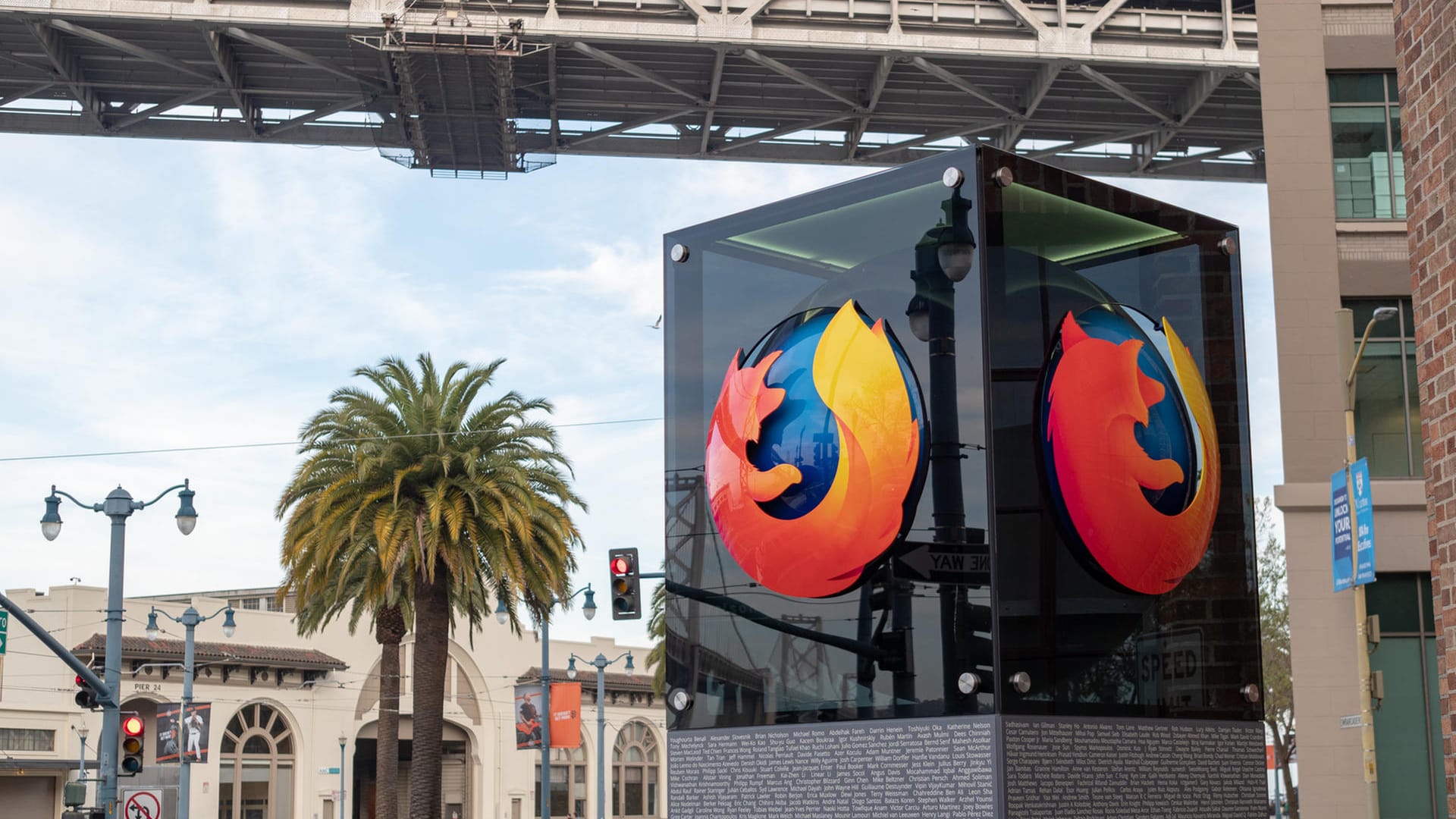 Das Logo von Firefox in San Francisco: Der Browser von Mozilla erhält ein neues Update.