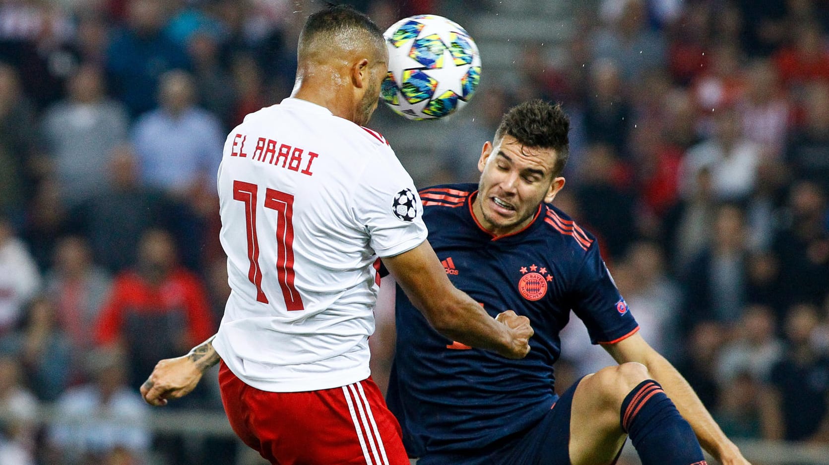 Lucas Hernandez (r.) im Zweikampf mit Youssef El Arabi. Kurz danach musste der Weltmeister raus.