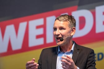 Björn Höcke, AfD-Spitzenkandidat für die Landtagswahl in Thüringen und Wortführer des rechtsnationalen AfD-Flügels, spricht in Bad Langensalza.