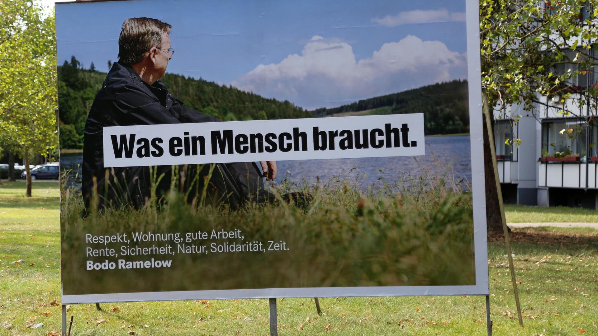 Das Wahlplakat der Linken: Das Parteilogo fehlt bei der Werbung für Bodo Ramelow.