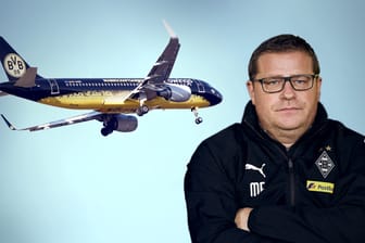 Max Eberl (r.): Der Gladbach-Sportdirektor verteidigt die Charterflüge der Bundesligisten.