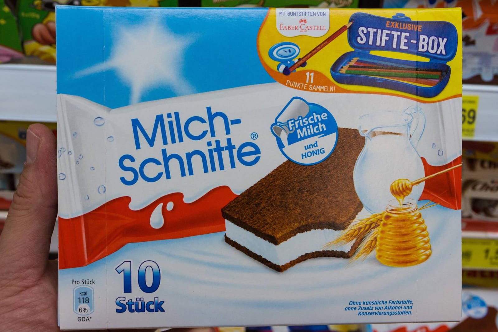 Kinder-Milchschnitte: Grelle Farben und Schriftzüge sprechen besonders Kinder an.