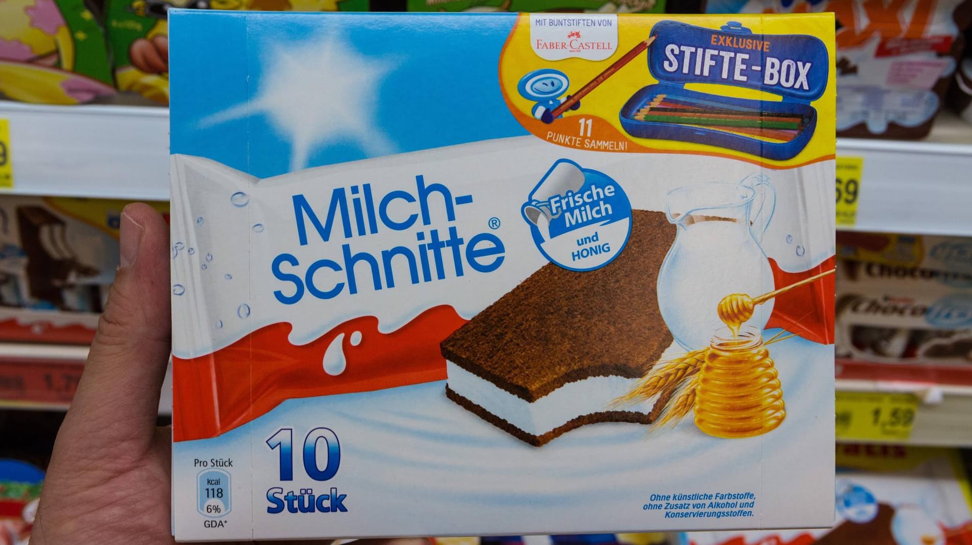 Kinder-Milchschnitte: Grelle Farben und Schriftzüge sprechen besonders Kinder an.